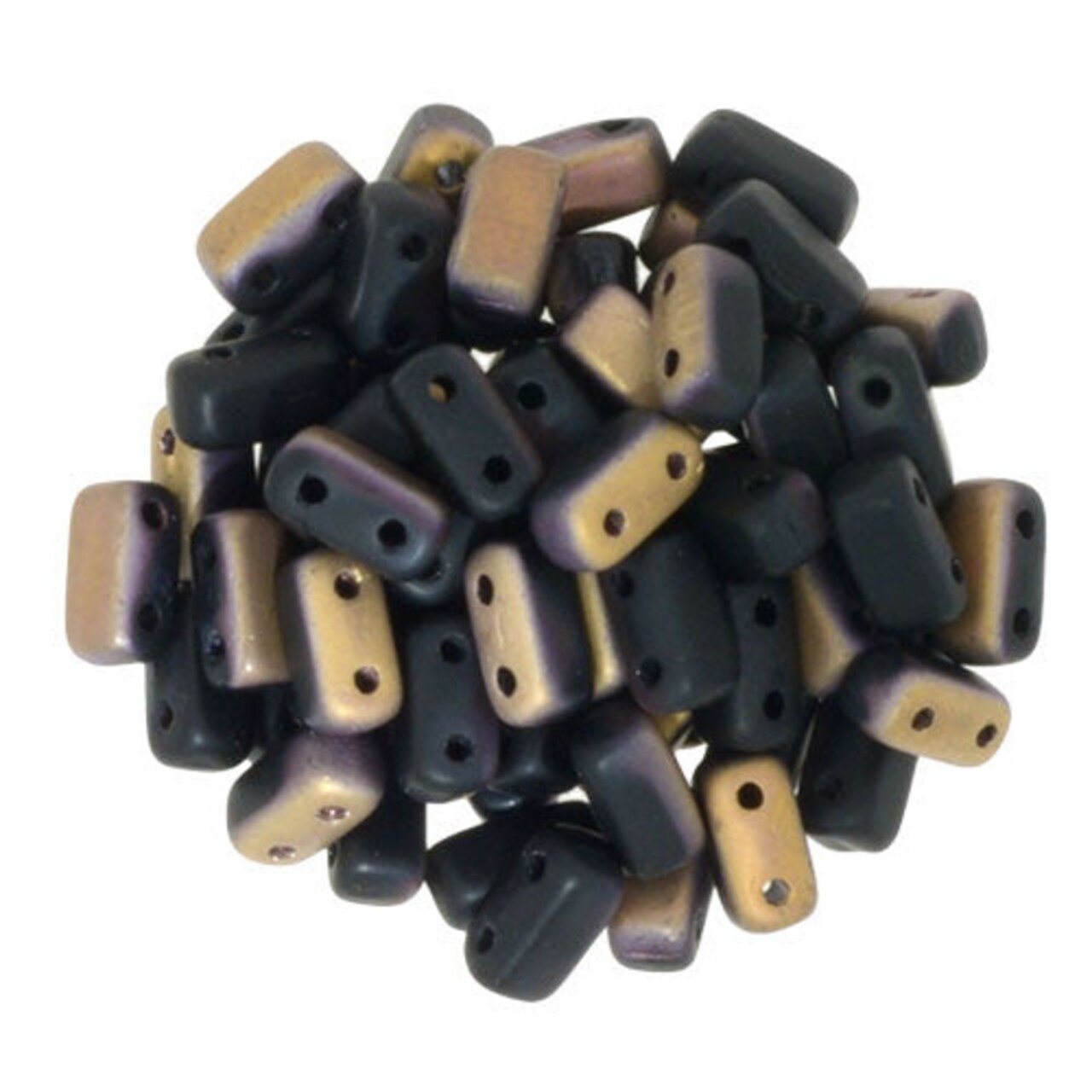 Czechmate 3mm X 6mm Brick Glass Czech Two Hole Bead, Matte Apollo Jet